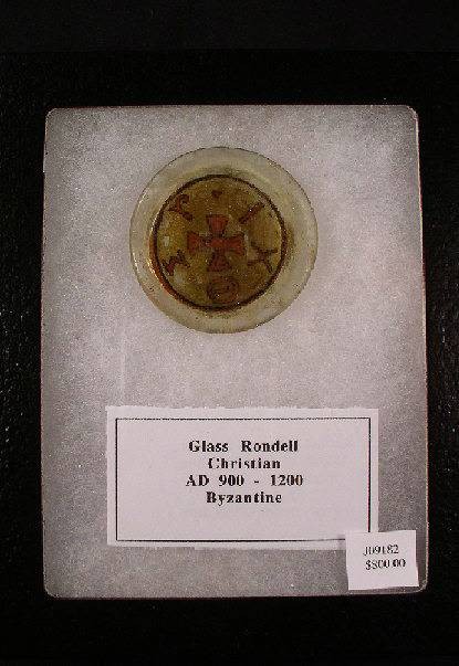 Ancient Coins - Byzantine Gold Glass Roundel, AD 400- 800
