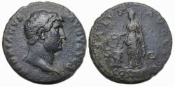 Ancient Coins - Hadrian Ae As : SALVS AVGVSTI : Salus Feeding Serpent from Patera