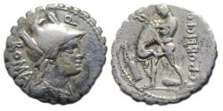 Ancient Coins - L. Poblicius AR Denarius : Roma / Hercules Strangling Nemean Lion