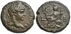 Ancient Coins - Elagabalus Potin Tetradrachm : Alexandria Egypt : Athena Seated on Shield