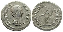 Ancient Coins - Plautilla AR Denarius : CONCORDIA AVGG : Concordia Standing