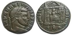 Ancient Coins - Maxentius Ae Nummus : CONSERV VRB SVAE : Roma Seated in Temple