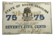 Us Coins - 1863 South Carolina 75 Cent note