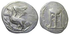 Ancient Coins - Bruttium Kroton AR Stater : Eagle / Tripod