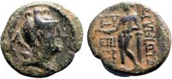 Ancient Coins - Cilicia, Korykos AE15 Artemis / Apollo leaning on column