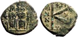 Ancient Coins - Justin II & Sophia  AE18 1/2 follis. Thessalonica