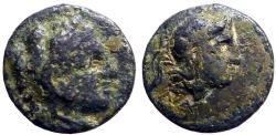 Ancient Coins - Mysia, Pergamon AE9.5 Herakles / helmeted Athena
