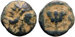 Ancient Coins - Caria, Rhodos AE12 radiate Helios / Rose bud in incuse square