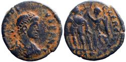Ancient Coins - Arcadius AE17 Arcadius crowned by Victory. Antioch