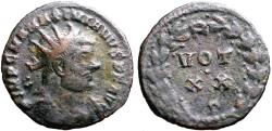 Ancient Coins - Maximianus AE20 Radiate.  VOT XX S in wreath. Rome