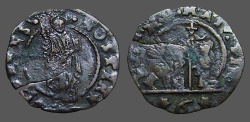 World Coins - Venice, Italy Billon 18mm Bezzo of Doge Marcantonio Giustinian.