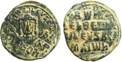 Ancient Coins - Romanus I AE27 Follis. Romanus w. transverse labarum and globus cruciger