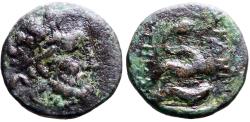 Ancient Coins - Mysia, Pergamon AE19 Asklepios / Serpent coiled on omphalos