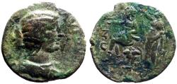 Ancient Coins - Julia Domna AE26 Macedon, Edessa. Roma & Tyche of Edessa