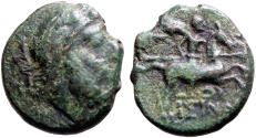 Ancient Coins - Pisidia, Isinda AE16 Zeus / Horseback warrior holding spear