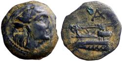 Ancient Coins - Phoenicia, Arados AE16 Turreted bust of Tyche / Galley Prow