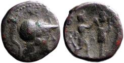 Ancient Coins - Kings of Macedon. Antigonos II Gonatas AE18Athena / Pan erecting trophy