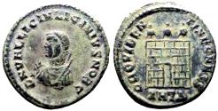 Ancient Coins - Licinius II as Caesar AE17 Follis.  small bust / Campgate