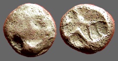 Ancient Coins - Mysia, Parion AR Drachm. Gorgon facing w. protruding tongue / Incuse pattern 