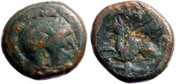 Ancient Coins - Troas, Assos AE13 helmeted Athena / Griffin