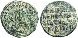 Ancient Coins - Romanus I AE26 Follis. Romanus w. transverse labarum and globus cruciger