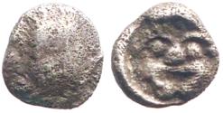 Ancient Coins - Asia Minor. Uncertain mint.  AR4 Tetartemorion.  Gorgoneion / Crab