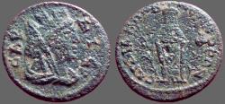 Ancient Coins - Lydia, Sardis AE18 Pseudo-autonomous issue. Tyche / Cult statue of Artemis