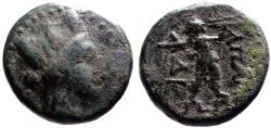 Ancient Coins - Phrygia, Apameia AE15 Turreted Tyche / Marsyas playing aulos