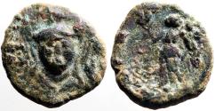 Ancient Coins - Antiochos I  AE15  Athena in triple crested helmet / Winged Nike stg left
