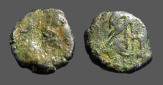 Ancient Coins - Leo & Verina, Æ4 (10mm) Verina standing holding transverse scepter.