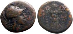 Ancient Coins - Mysia, Pergamon AE20 / Helmeted Athena / Trophy of Armor