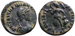 Ancient Coins - Valentinian II AE13 Victory dragging captive