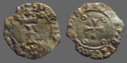 World Coins - Fernando II of Navarra billon dinero. Crowned 'F' / Short Cross 