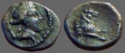 Ancient Coins - Pisidia, Kremna. AE12 Tyche w. spear / Lion