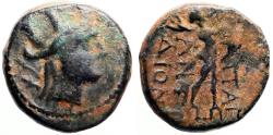Ancient Coins - Phrygia, Apameia AE16 Turreted Tyche / Marsyas playing aulos