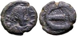 Ancient Coins - Justin I AE12.5 Pentanummium. E w. A officiana