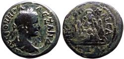 Ancient Coins - Severus Alexander AE27 Cappadocia, Caesarea. Mount Argaeus placed on inscribed tablet