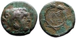Ancient Coins - Thracian Kings. Lysimachos AE15 Herakles / Wreath