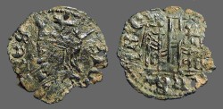 World Coins - Alfonso XI 17mm Cornado Crowned bust of Alfonso / 3 towered Castle