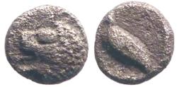 Ancient Coins - Ionia, Miletos AR5 Tetartemorion.  Lion / Eagle