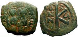 Ancient Coins - Justin II & Sophia AE23 Half Follis. Constantinople