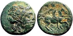 Ancient Coins - Ionia, Kolophon AE17  Apollo / Horseman w. lance