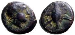 Ancient Coins - Thrace, Chersonesos AE9.5 helmeted Athena / Grain kernel