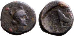 Ancient Coins - Phrygia, Laodikeia ad Lycum AE11 Tyche / Wolf Lykos