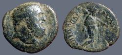 Ancient Coins - Lydia AE20 Head of bearded Herakles / Apollo w. lyre