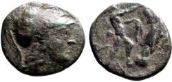 Ancient Coins - Kings of Macedon. Antigonos II Gonatas AE15.5 Athena / Pan erecting trophy