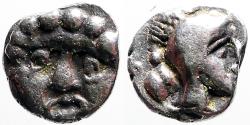 Ancient Coins - Selge, Pisidia AR10 Obol. Gorgoneion / Athena in helmet