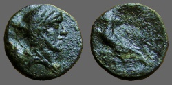 Ancient Coins - Kings of Thrace, Odrysian. AE13  Bearded Bust rt / /Eagle on thunderbolt