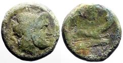 Ancient Coins - Roman Republic. Anonymous AE27 Semis. Saturn / Galley Prow