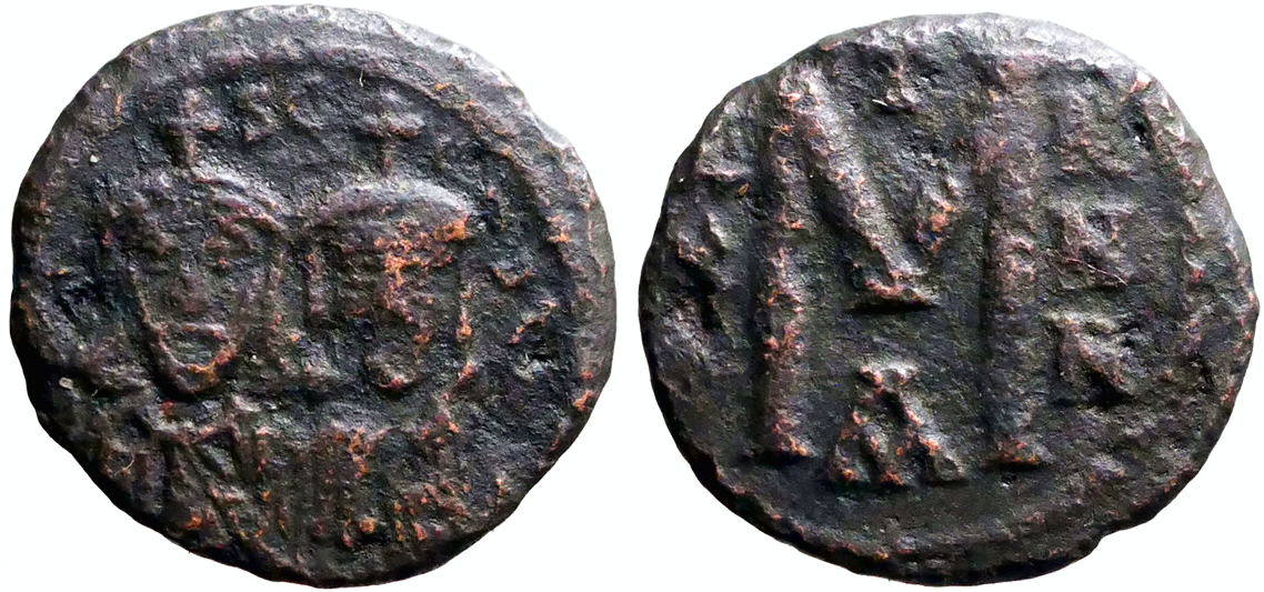 Leo III and Constantine V AE22 Follis. Constantinople | Byzantine Coins